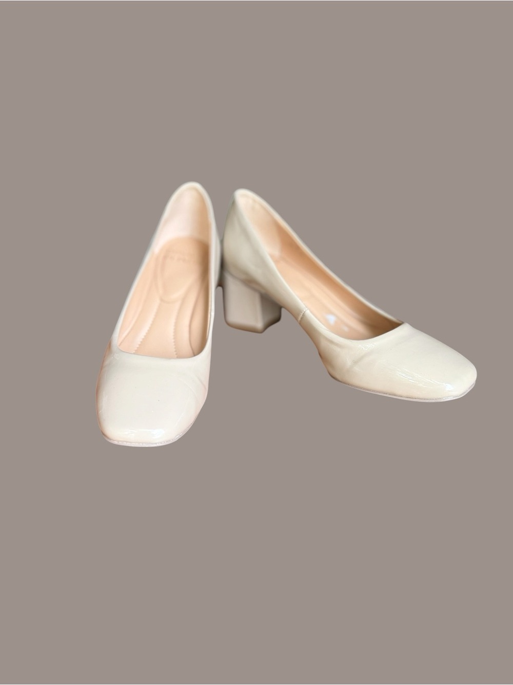 Donald J. Pliner Cream Block Heel Pumps - Patent Leather